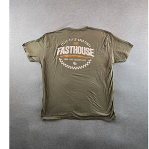 Fasthouse Racing T Shirt‎ Mens 3XL Green Double Sided Graphic Tee Moto X Racing